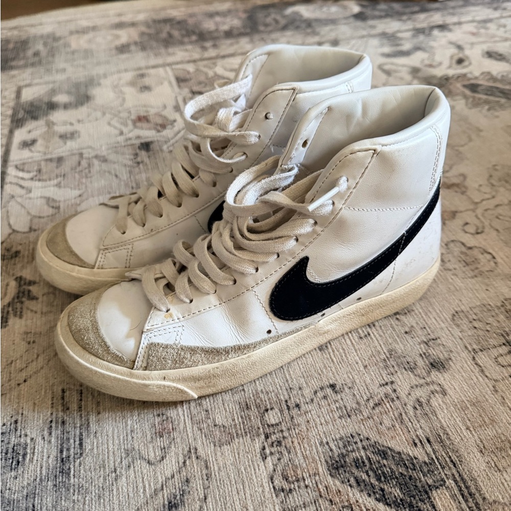 Nike White and Black High-Top Blazers Sneakers